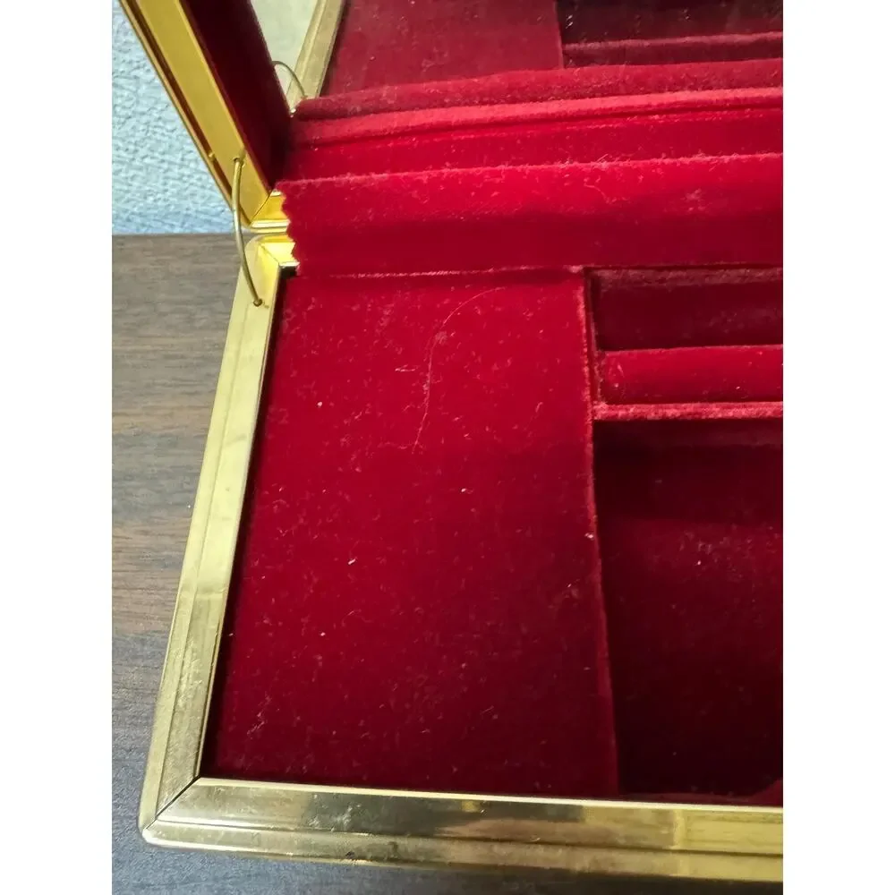 Vintage Red Velvet Jewelry Box - Music Box Working Tested